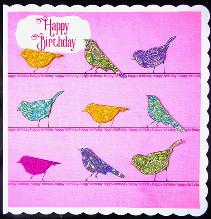 Little coloured Birdies Quick Card front by Linda Short