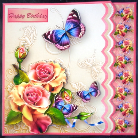 Roses and Butterflies - Side Scallop Card Mini Kit by Linda Short