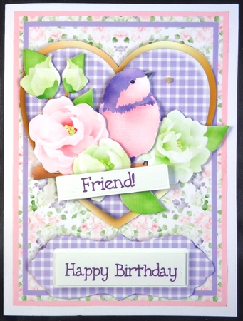 HAPPY HEARTS A5 CARD FRONT Mini-Kit SPRING BIRD by Linda Short