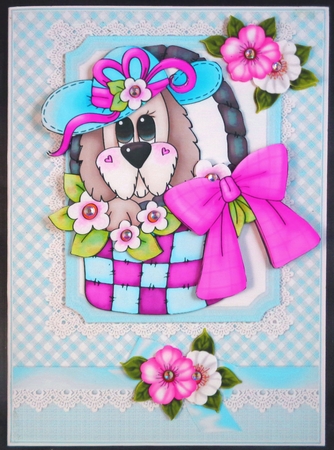 Poppy in the flower basket birthday/thank you mini kit by Linda Short