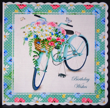 Shabby Chic - Bicycle with Basket of Flowers - Mixed Sentiment Mini Card Kit by Linda Short