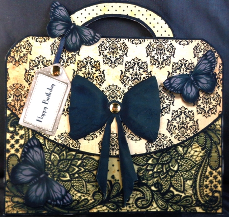 Black Lace Handbag Shaped Card Kit by Linda Short