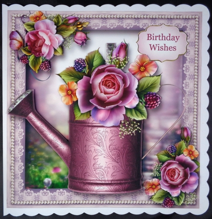 The English Roses Watering Can 8x8 by Linda Short