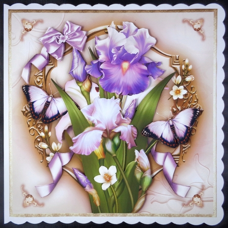 Lilac Butterflies with Iris Card Mini Kit by Linda Short