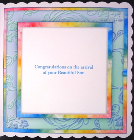 Cute teddie new baby boy  & girl card Topper INSERT by Linda Short