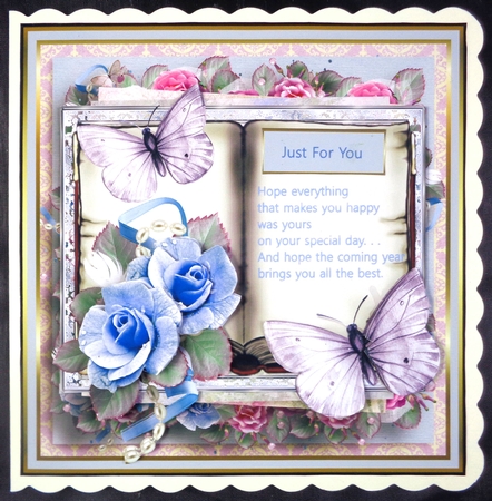 Blue rose with verse by Linda Short