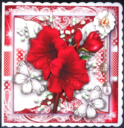Amaryllis Lace Card Front Kit by Linda Short