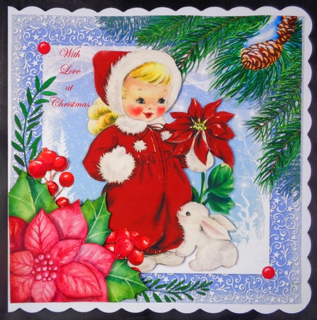 Vintage Girl and Bunny by Linda Short