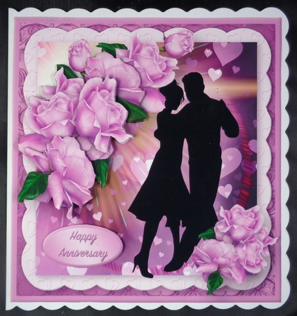 Anniversary Dance Decoupage Card Front by Linda Short