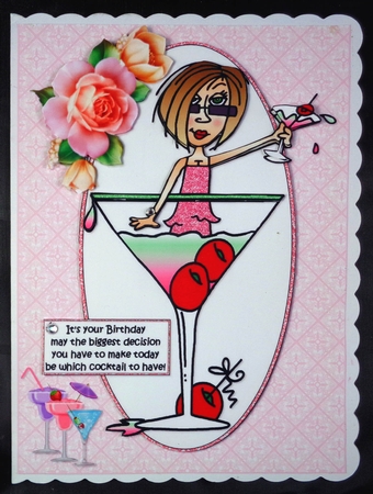 J.J has cocktails for her birthday quick card by Linda Short