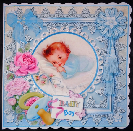 New Baby Card Front 7x7 Boy by Linda Short