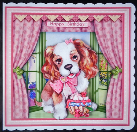 PUPPYS CUPCAKE 8x8 Decoupage & Insert Mini Kit by Linda Short