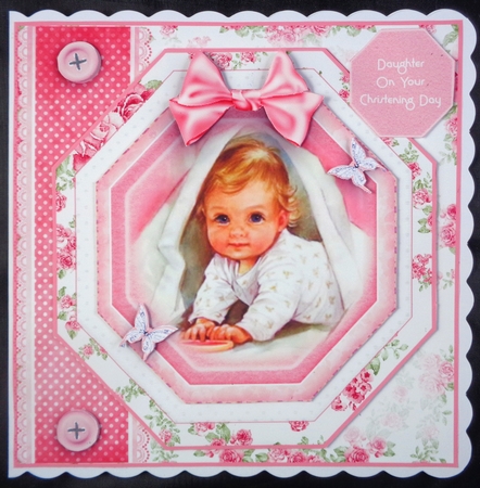 Christening Baby Girl Card Front Kit by Linda Short
