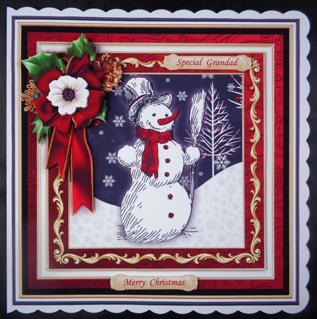 BLACK & WHITE SNOWMAN 7.7 Decoupage & Insert Mini Kit by Linda Short