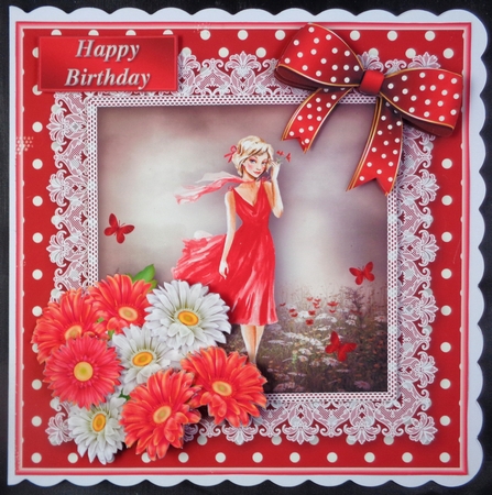 A Walk in the Meadow Decoupage Card Front by Linda Short