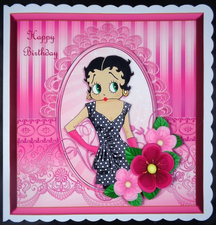 Betty Boop Card Front Pink Tone 3 by Linda Short