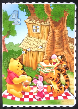 Winnie the Pooh Having a Picnic A5 Quick Card by Linda Short