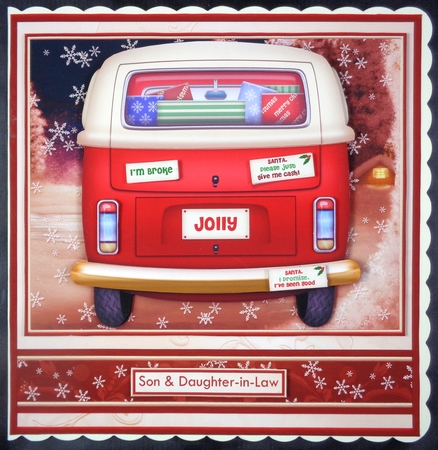 CHRISTMAS CAMPER VAN 7.8 Humorous Decoupage & Insert Mini Kit by Linda Short