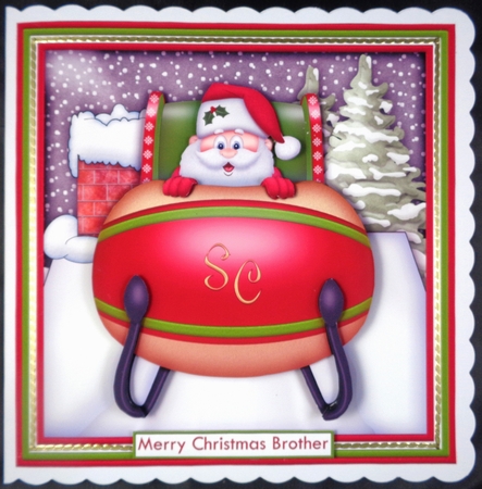 SANTAS SAFE LANDING 7.5 Decoupage & Insert Mini Kit by Linda Short