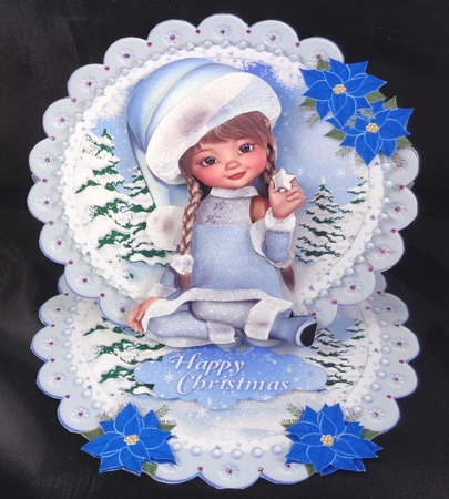 Sweet Little Snowy Star Scalloped Round Easel Card Mini Kit  by Linda Short
