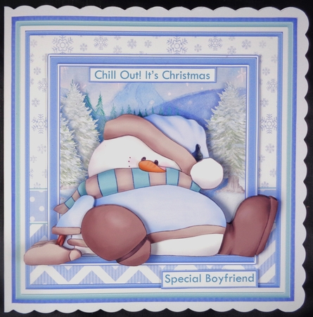 CHILL OUT SNOWMAN Christmas 7.5 Decoupage & Insert Mini Kit by Linda Short