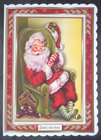 Christmas Santas been busy Decoupage Topper by Linda Short