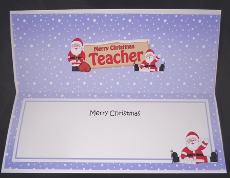 large DL Merry Christmas TEACHER Santa insert by Linda Short