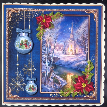 Happy Holidays Vintage Scene Blue 2 by Linda Short