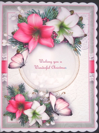 Amaryllis Winter Scene A5 Card Front Kit by Linda Short