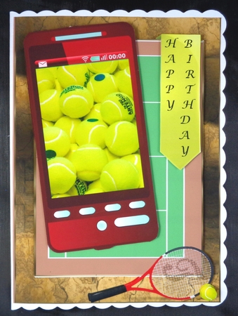 Tennis phone screen, racket and court by Linda Short
