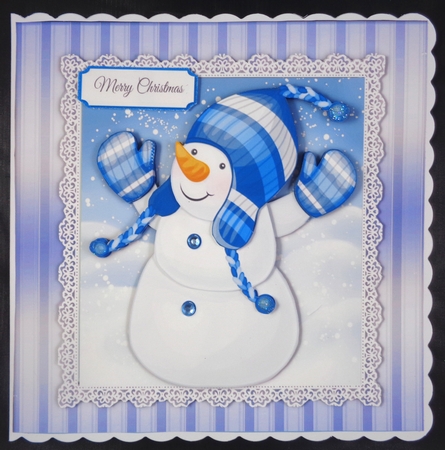 Snowman With Woolly Hat & Mittens 8x8 Mini Kit by Linda Short