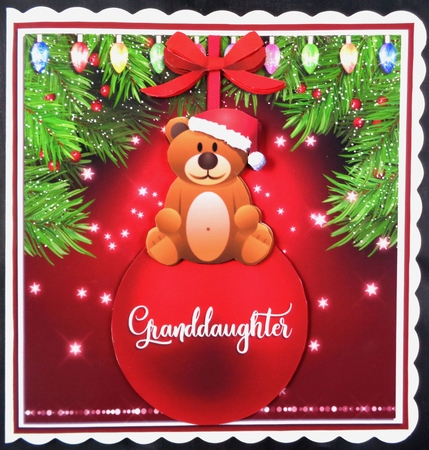 GRANDDAUGHTER CHRISTMAS TEDDY BEAR BAUBLE MINI KIT by Linda Short