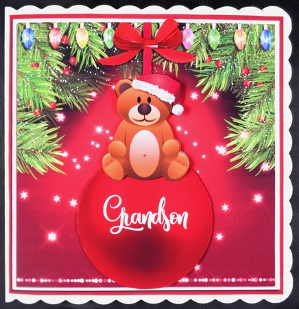 GRANDSON CHRISTMAS TEDDY BEAR BAUBLE MINI KIT by Linda Short