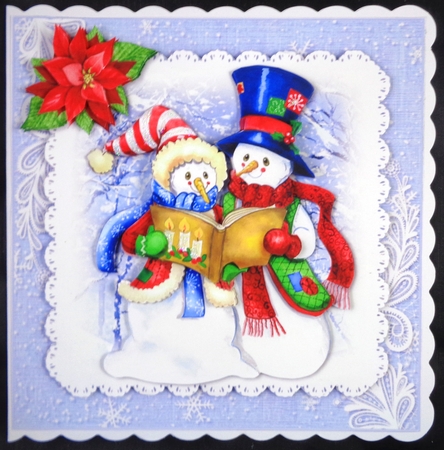 Snowman Couple Carol Singing  by Linda Short