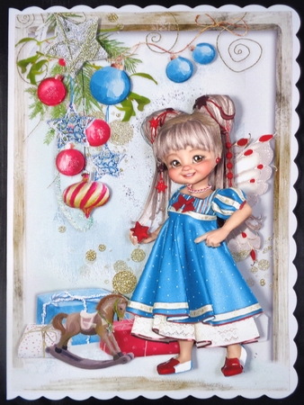 Sweet Christmas Morning A5 Card Front & Decoupage by Linda Short