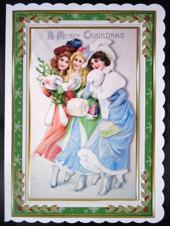 Christmas Shopping Vintage Decoupage Topper by Linda Short