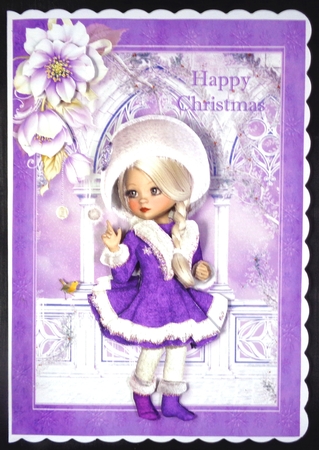 Sweet Little First Frost A5 Card Front & Decoupage by Linda Short