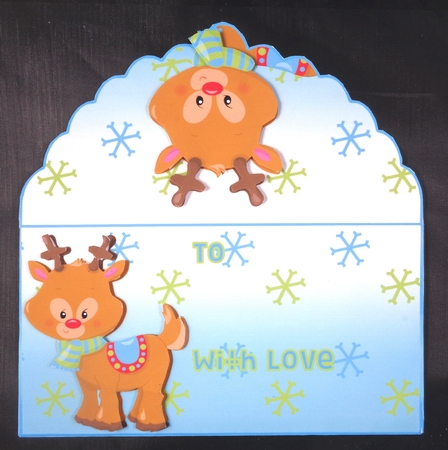 Reindeer and snowflakes Teal and blue money wallet by Linda Short
