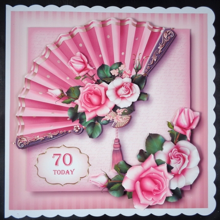 Beautiful Fan With Blush Roses by Linda Short