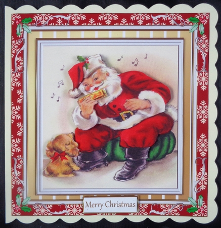 Vintage Christmas Santa 6x6ins Topper by Linda Short