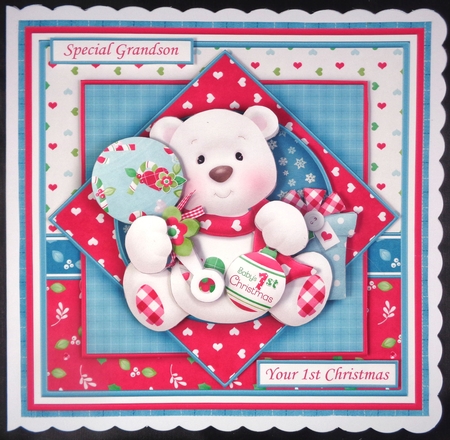 BABY BEARS 1st CHRISTMAS To or From Baby 7.5 Decoupage & Insert Mini Kit by Linda Short