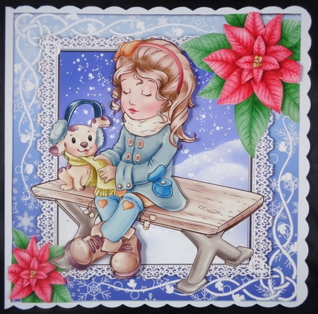Pretty Girl With Her Dog 8x8  by Linda Short