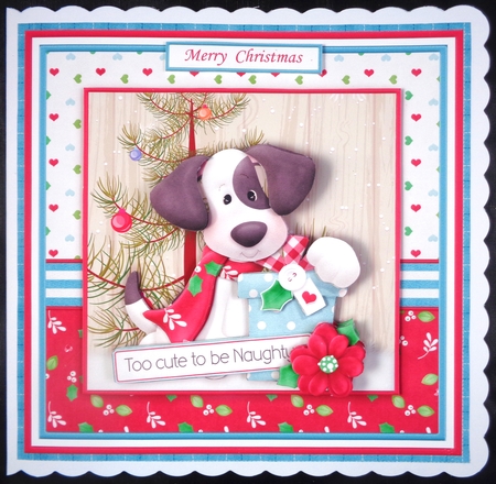GOOD CHRISTMAS PUPPY 7.5 Decoupage & Insert Mini Kit by Linda Short