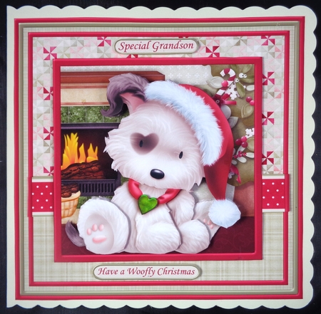 HAVE A WOOFLY CHRISTMAS 8x8 Decoupage & Insert Mini Kit by Linda Short