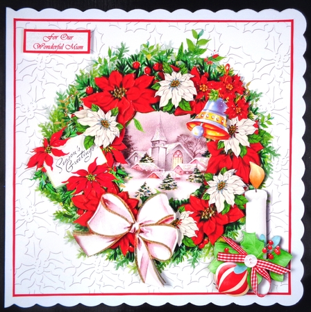 Christmas Wreath with Snow Scene by Linda Short