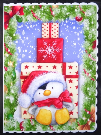 Gorgeous Penguin With Presents by Linda Short