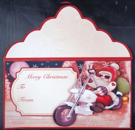 Christmas Money Wallet Gift Voucher Envelope COOL BIKER SANTA by Linda Short