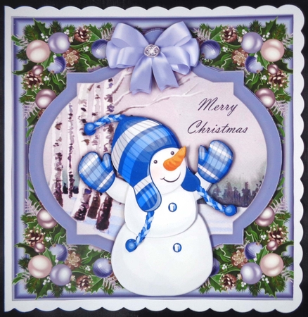 Gorgeous Snowman In Bobble Hat 8x8 by Linda Short