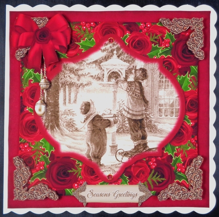 Red and Gold Rose Christmas 4 by Linda Short