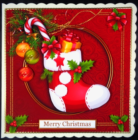 Christmas Stocking Card Front by Linda Short